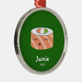 Sushi Holiday Illustratie Aangepaste naam Metalen Ornament (Rechts)