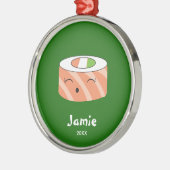 Sushi Holiday Illustratie Aangepaste naam Metalen Ornament (Links)