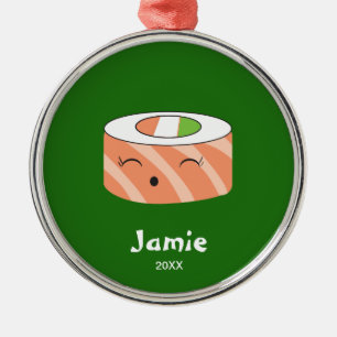 Sushi Holiday Illustratie Aangepaste naam Metalen Ornament