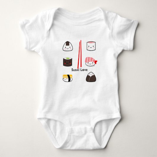 Sushi houden van Baby bodysuits meisje en jongen (Voorkant)
