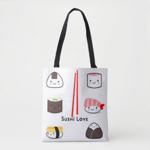Sushi houden van winkelen canvas tas