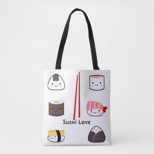 Sushi houden van winkelen canvas tas (Voorkant)