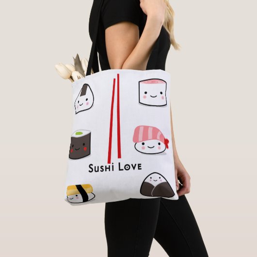 Sushi houden van winkelen canvas tas (Dichtbij)