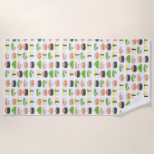 Sushi Illustratie Kawaii-stijl schattig en grappig Strandlaken (Voorkant)