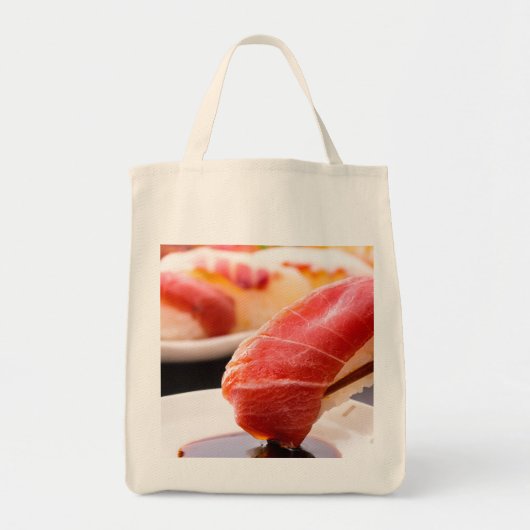 Sushi in Action: Tuna Meets Soy Sauce Tote Bag (Voorkant)