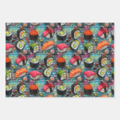 Sushi Inpakpapier Platte Vellen Set van 3 (Voorkant)