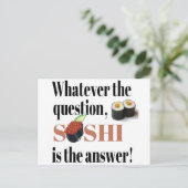 Sushi is het antwoord briefkaart (Staand voorkant)