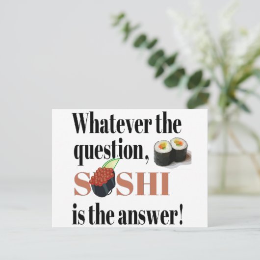 Sushi is het antwoord briefkaart (Staand voorkant)