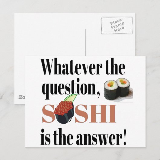 Sushi is het antwoord briefkaart (Voorkant / Achterkant)