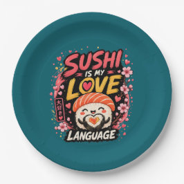 Sushi Is Mijn Liefdestaal –Schattige Kawaii Sushi Papieren Bordje