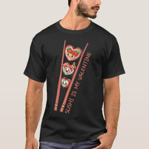 Sushi is mijn Valentijn Schattigee retro hartvormi T-shirt