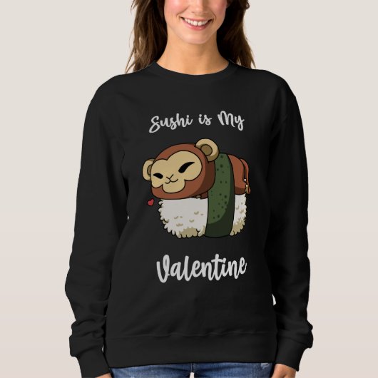 Sushi is My Valentine Monkey Valentine's Day Trui (Voorkant)