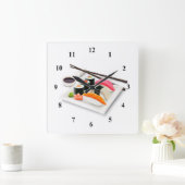 Sushi Japanese cartoon food Vierkante Klok (Huis)