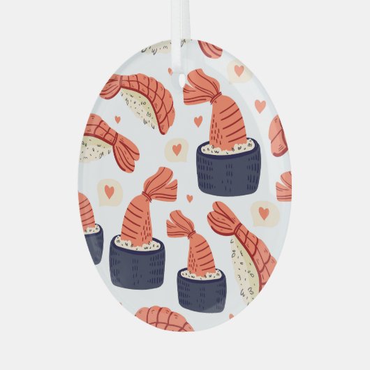 Sushi Japans Eten Naadloos Patroon Glas Ornament (Voorkant links)