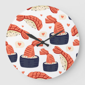 Sushi Japans Eten Naadloos Patroon Grote Klok