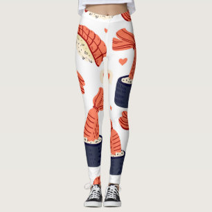 Sushi Japans Eten Naadloos Patroon Leggings