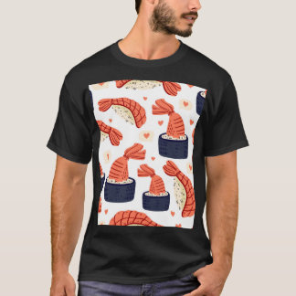 Sushi Japans Eten Naadloos Patroon T-shirt