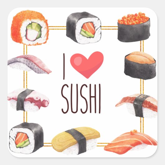 Sushi Japans eten Vierkante Sticker (Voorkant)