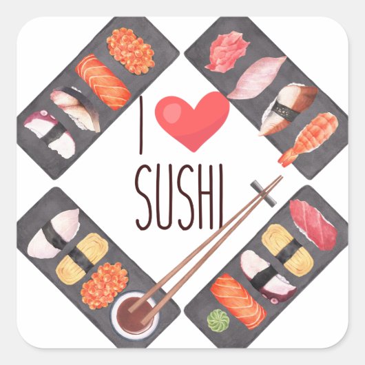 Sushi Japans eten Vierkante Sticker (Voorkant)