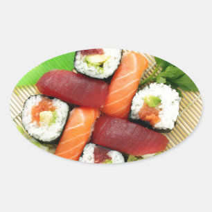 Sushi Japans Lekker Aziatisch Eten Heerlijk Ovale Sticker