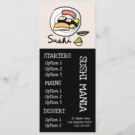 Sushi Japans restaurant diner menu (Voorkant)