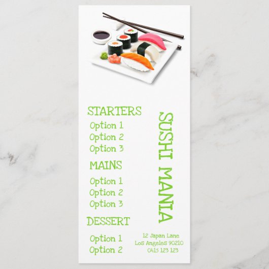 Sushi Japans restaurant diner menu (Voorkant)