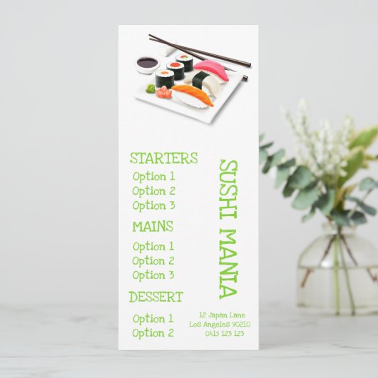 Sushi Japans restaurant diner menu (Staand voorkant)