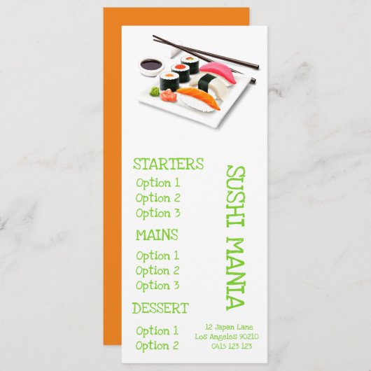 Sushi Japans restaurant diner menu (Voorkant / Achterkant)