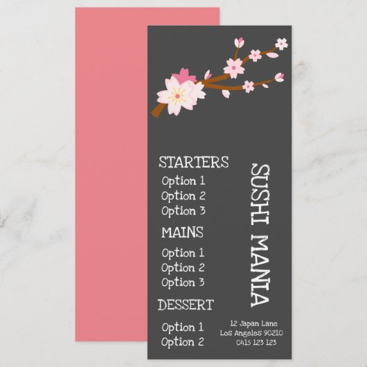Sushi Japans restaurant stijlvol dinermenu Menu (Voorkant / Achterkant)