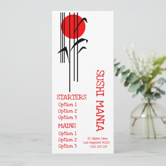 Sushi Japans restaurant sushi diner menu (Staand voorkant)