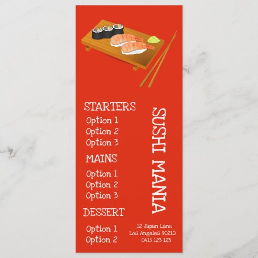 Sushi Japans restaurant sushi diner menu (Voorkant)