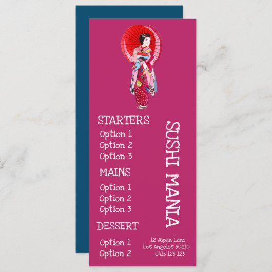 Sushi Japans restaurant sushi menu (Voorkant / Achterkant)