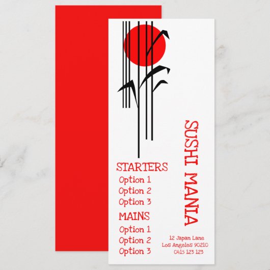 Sushi Japans restaurant sushi menu (Voorkant / Achterkant)