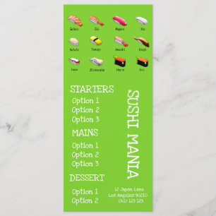 Sushi Japans restaurant wasabi dinermenu Menu