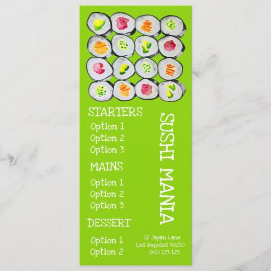 Sushi Japans restaurant wasabi menu (Voorkant)