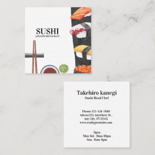 Sushi Japans Voedsel Bedrijfskaart Vierkante Visitekaartje