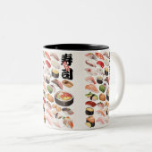 Sushi Japans voedselhandboek getekende illustratie Tweekleurige Koffiemok (Voorkant rechts)
