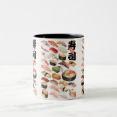Sushi Japans voedselhandboek getekende illustratie Tweekleurige Koffiemok (Center)