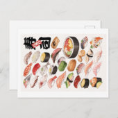 Sushi Japans voedselhandboek Tekening Briefkaart (Voorkant / Achterkant)