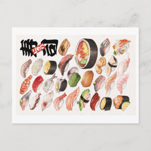Sushi Japans voedselhandboek Tekening Briefkaart