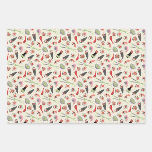 Sushi, Japanse symbolen, eetstokjes Inpakpapier Vel (Voorkant)