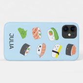 Sushi Joy: Blauwe Kawaii-stijl geïllustreerde tele Case-Mate iPhone Case (Achterkant (horizontaal))