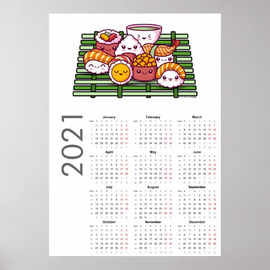 Sushi Kalender 2021 Poster (Voorkant)