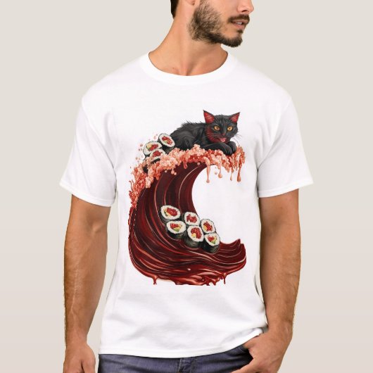 Sushi Kat Dromen Grappig Japans Eetkatje T-shirt (Voorkant)