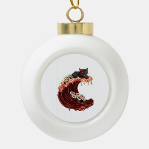 Sushi Kat Dromen Grappig Japans Eten Kitty Keramische Bal Ornament