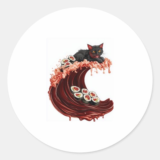 Sushi Kat Dromen � Grappig Japans Voedsel Kitty Ronde Sticker (Voorkant)