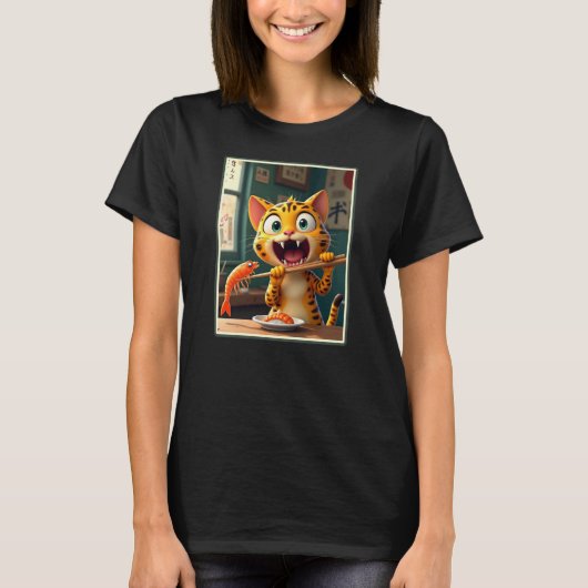 Sushi Kat Eet T-shirt (Voorkant)
