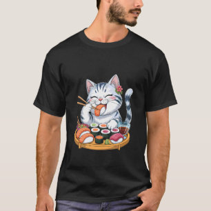 Sushi Kat Genietend van een Heerlijke Sushi Feest T-shirt