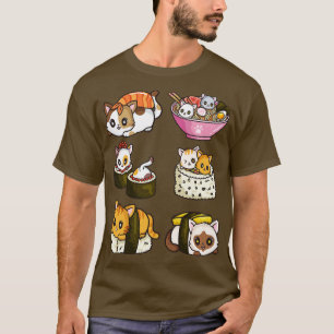 Sushi kat Japans anime T-shirt