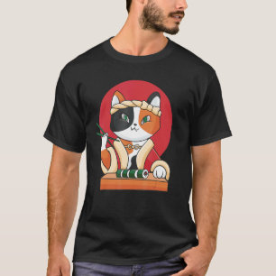 Sushi Kat Kartonnen Voedsel Huisdier Vis T-shirt